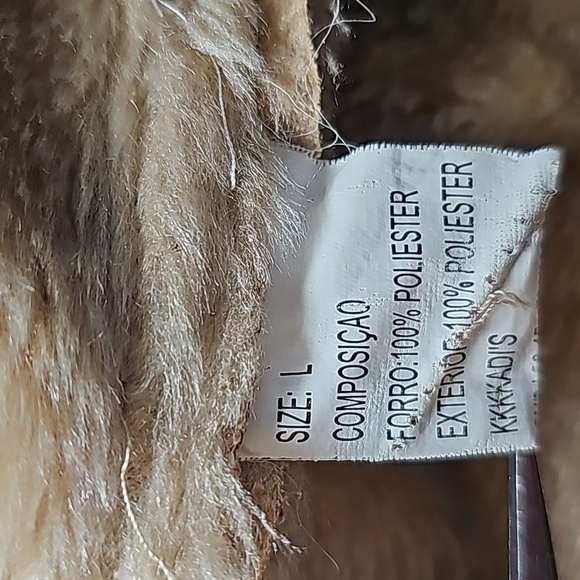 Morricci Coat Jacket Penny Lane Lined Faux Suede Faux Fur Collar Pockets Tan L - Picture 8 of 12